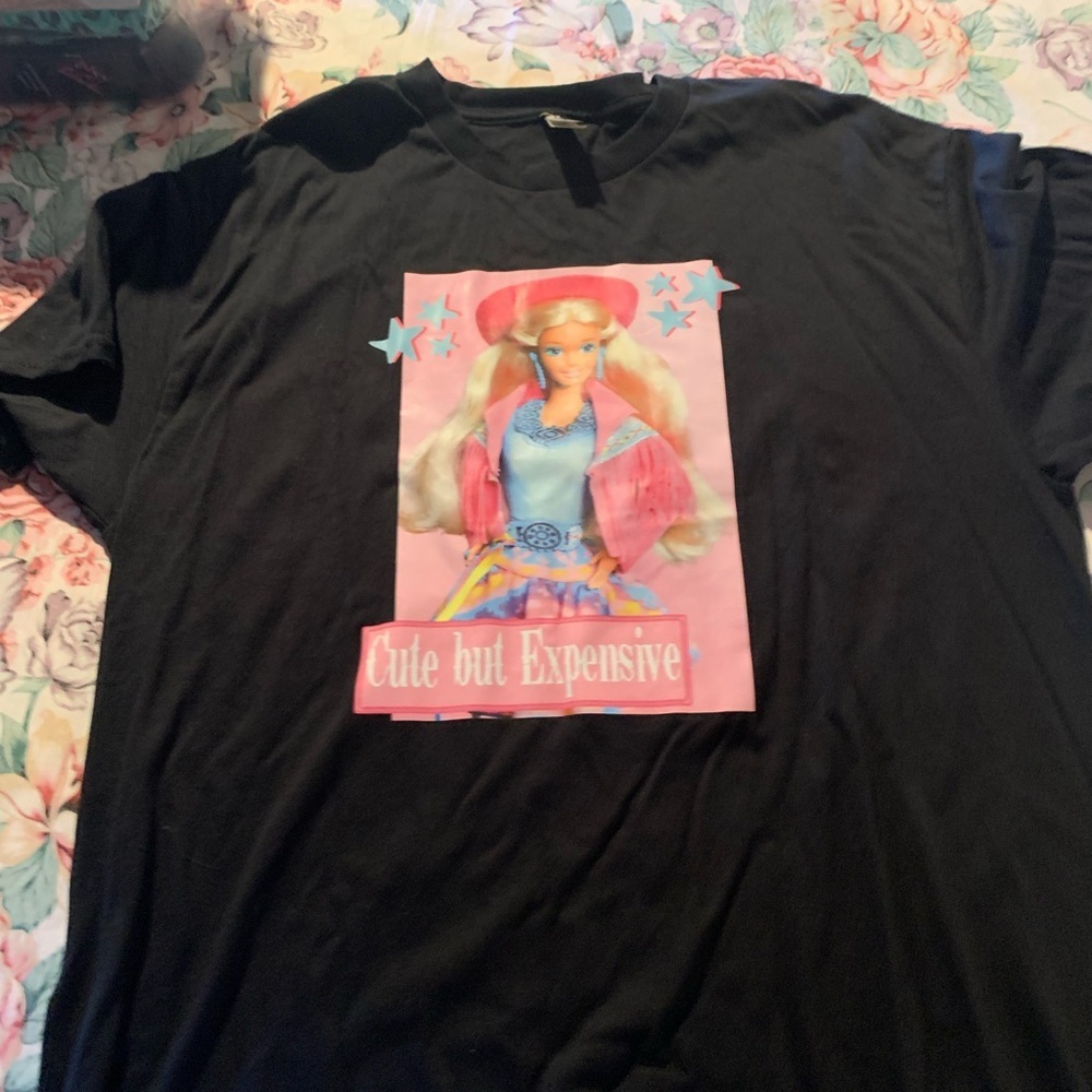 Barbie Black Graphic Juniors Short Sleeve T-Shirt Size Large